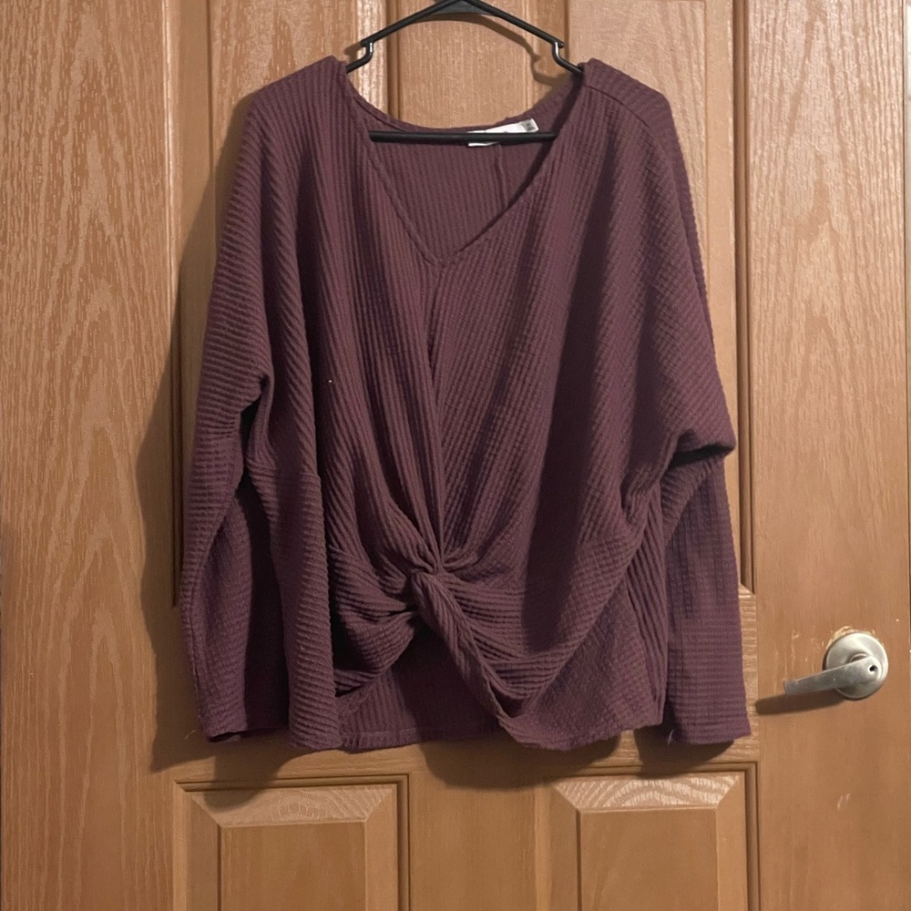 JustFab Burgundy Knotted Top